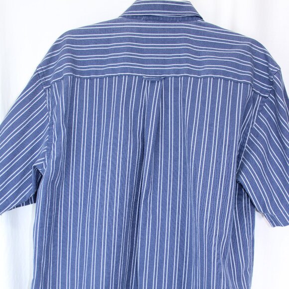 Polo Ralph Lauren Shirt Men XL Blue Striped Red Pony Short Sleeve Button Down - Picture 3 of 5